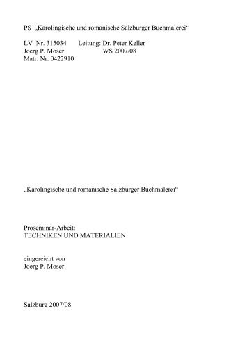 PS „Karolingische und romanische Salzburger Buchmalerei“