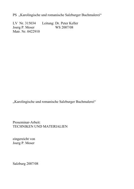 PS „Karolingische und romanische Salzburger Buchmalerei“