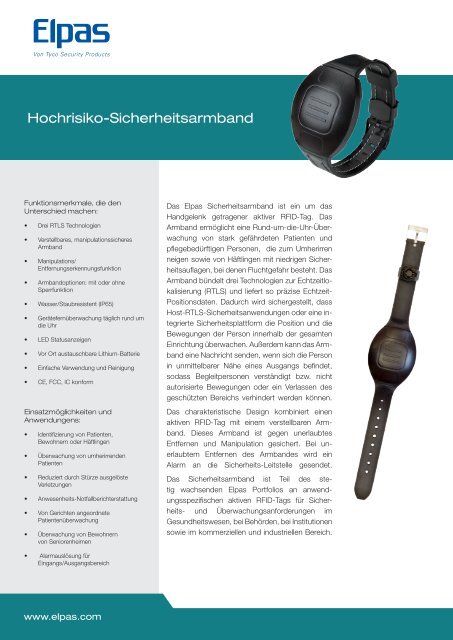 Hochrisiko-Sicherheitsarmband - Visonic Technologies