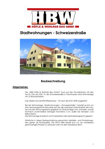 Baubeschreibung - HBW-Immobilien