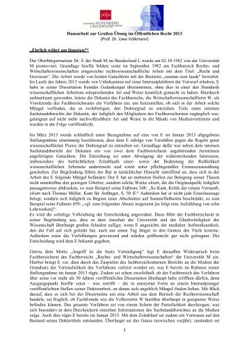 Hausarbeit zur Großen Übung im Öffentlichen Recht 2013 (Prof. Dr ...