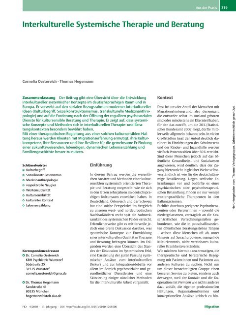 Interkulturelle Systemische Therapie Und Beratung