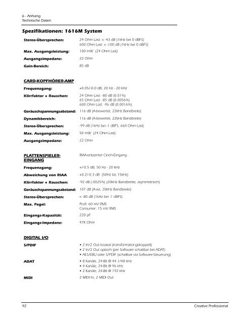 E-MU 1616/1616m CardBus Digitales Audiosystem - Creatives Site