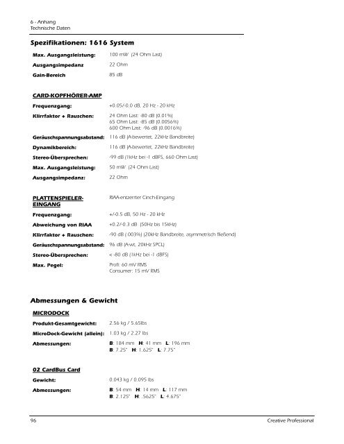 E-MU 1616/1616m CardBus Digitales Audiosystem - Creatives Site