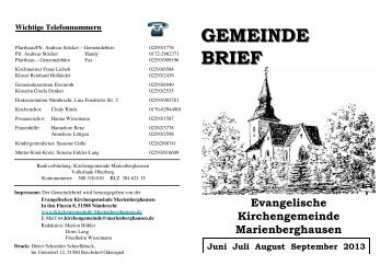 Juni – September 2013 - Evangelische Kirchengemeinde ...