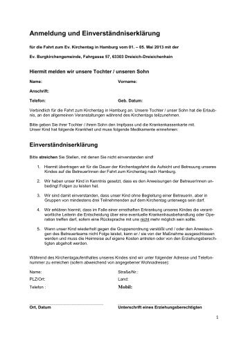 Einverständniserklärung zur Veröffentlichung von Fotos