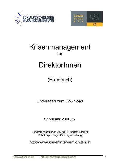 Krisenmanagement DirektorInnen - Schulpsychologie