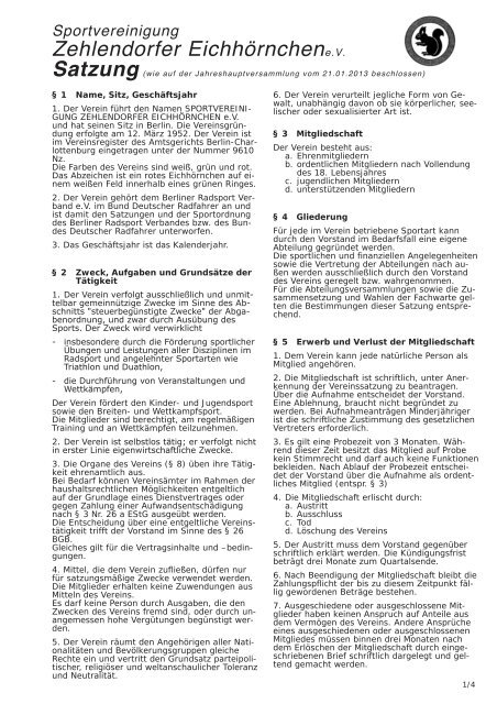 Satzung des Vereins (pdf) - Sportvereinigung Zehlendorfer ...