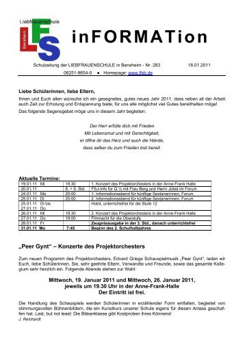 inFORMATion Nr. 283 - Liebfrauenschule Bensheim - Lehrer