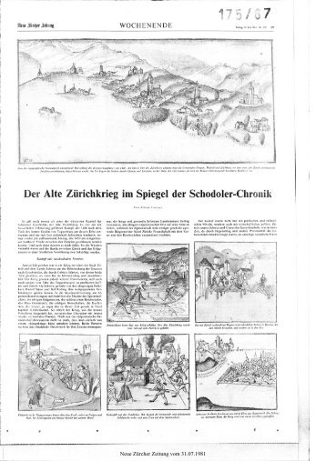 aus NZZ Archiv, zum alten Zürichkrieg in der Schodoler Chronik u.a. ...