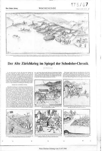 aus NZZ Archiv, zum alten Zürichkrieg in der Schodoler Chronik u.a. ...