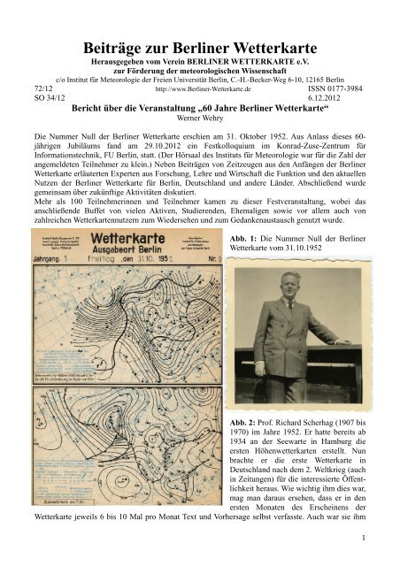 Bericht "60 Jahre Berliner Wetterkarte" - Berliner Wetterkarte eV