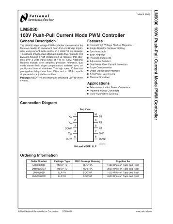 LM5030 100V Push-Pull Current Mode PWM Controller - Silica