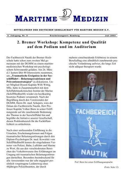 Mitteilung Nr.5 als pdf - Deutsche Gesellschaft für Maritime Medizin eV