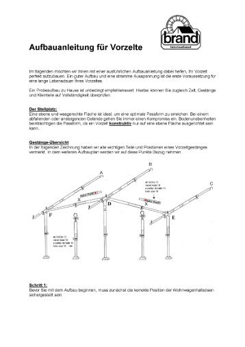 Aufbauanleitung für Vorzelte - Brand Zelte