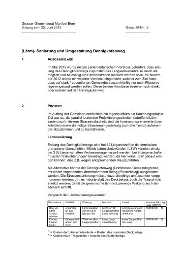 (Lärm)-Sanierung und Umgestaltung Dennigkofenweg - Muri bei Bern