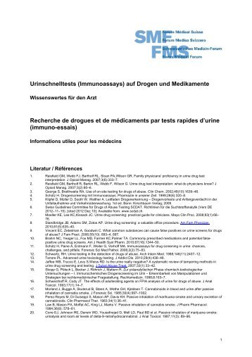 Urinschnelltests (Immunoassays) auf Drogen und Medikamente ...