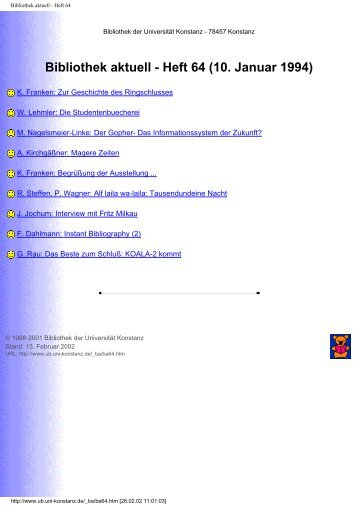 Bibliothek aktuell - Heft 64 - KOPS - Universität Konstanz