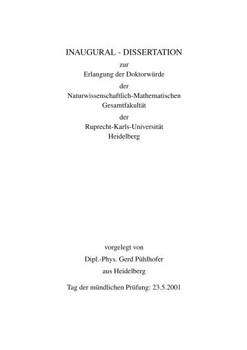 INAUGURAL - DISSERTATION - Max-Planck-Institut für Kernphysik