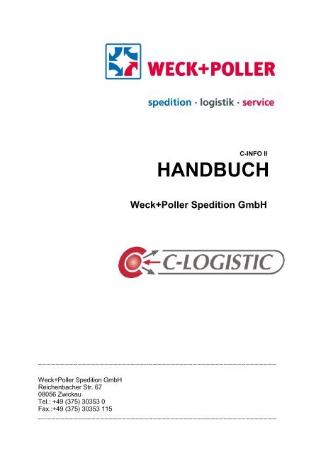 C-Info Anwenderhandbuch - Weck + Poller Holding GmbH
