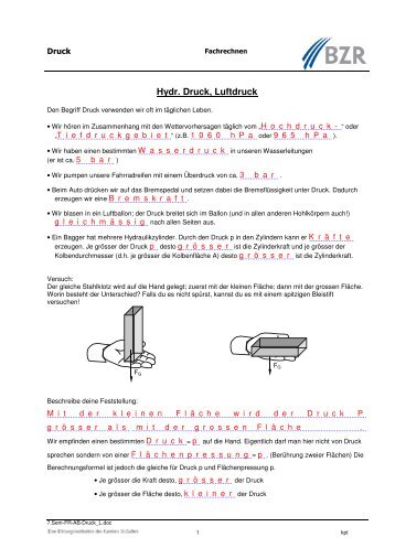 Hydr. Druck, Luftdruck - Elearnforum