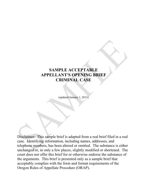 sample acceptable appellant's opening brief criminal case