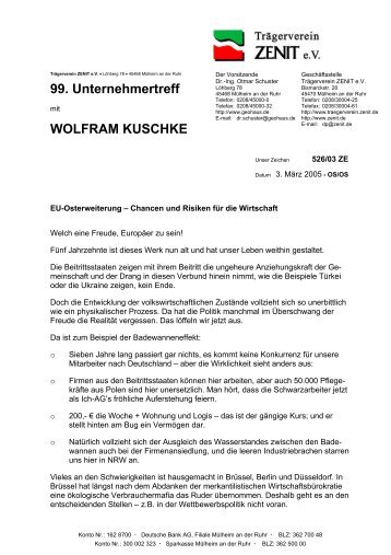 Einführung von Dr. Otmar Schuster, Vorsitzender des ... - ZENIT eV