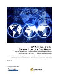 2010 Annual Study: German Cost of a Data Breach (PDF) - Symantec