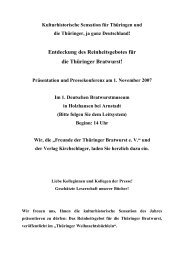 Entdeckung des Reinheitsgebotes für die Thüringer ... - Stadt Arnstadt