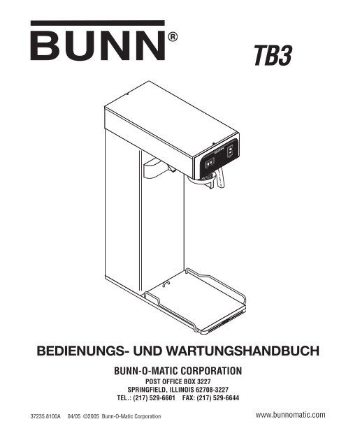 TB3 German Operating Manual - Bunn