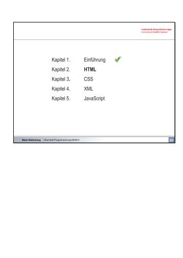 Kapitel 1. Einführung Kapitel 2. HTML Kapitel 3. CSS Kapitel 4. XML ...