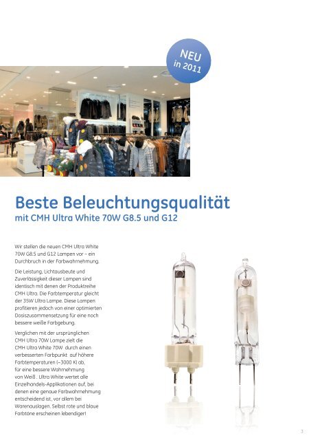 ConstantColor™ CMH Ultra Lamps - Brochure (DE) - GE Lighting