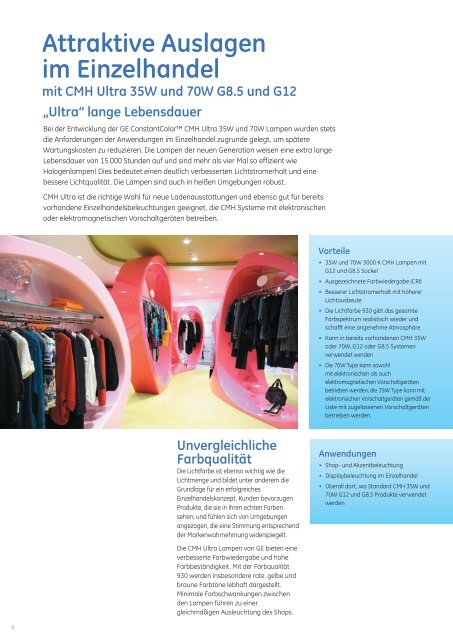 ConstantColor™ CMH Ultra Lamps - Brochure (DE) - GE Lighting