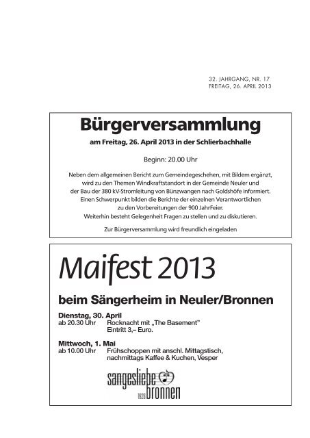 Amtsblatt KW 17 - Neuler