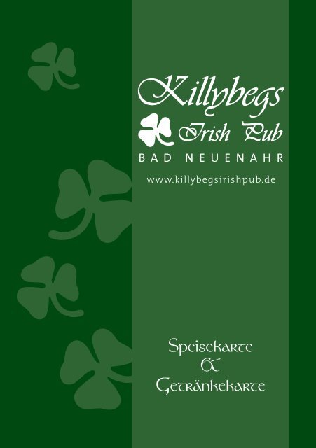 Speisekarte & Getränkekarte - Killybegs Irish Pub