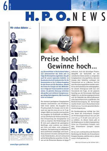 2009 Ausgabe 6 H.P.O. News - HPO Wirtschaftspartner
