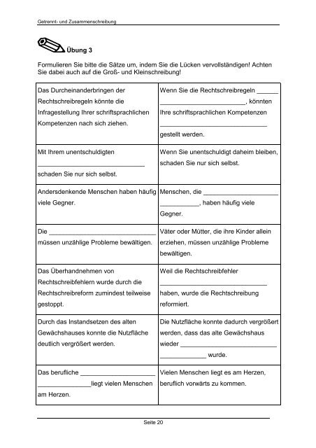 GETRENNT - UND ZUSAMMENSCHREIBUNG