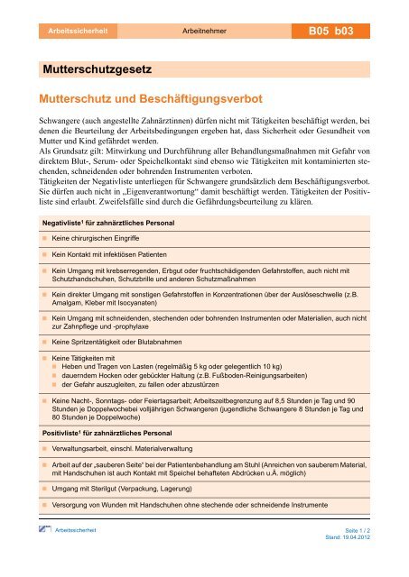 Schwangerschaft/Beschäftigungsverbot - Bayerische ...