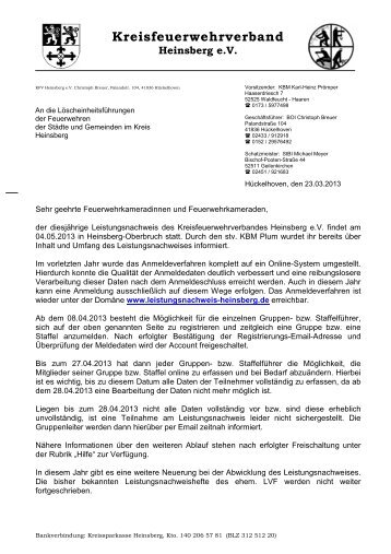 Info an die Einheitsführer 2013 - Kreisfeuerwehrverband Heinsberg eV