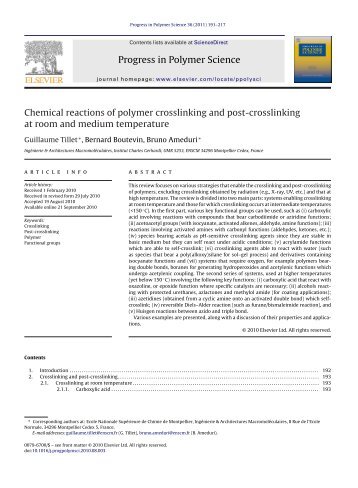 Chemical reactions of polymer crosslinking and post-crosslinking at ...