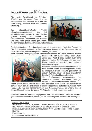 Graue Wand in der RG – Ade - Realschule Gerlingen