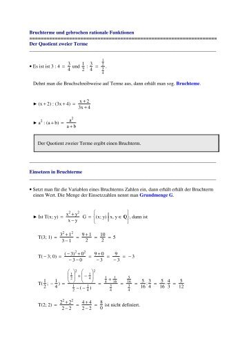 Bruchterme und gebrochen rationale Funktionen ...
