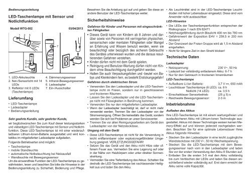 LED-Taschenlampe mit Sensor und Notlichtfunktion ...