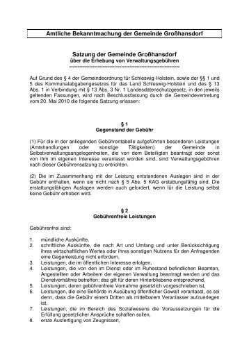 Verwaltungsgebührensatzung - Gemeinde Großhansdorf