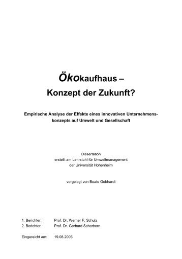 Ökokaufhaus – Konzept der Zukunft? - Universität Hohenheim