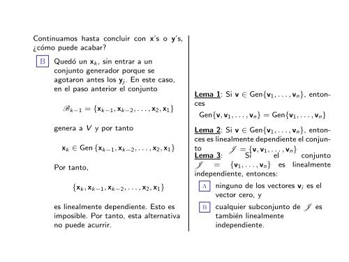 Teoría de la Dimensión en Espacios Lineales Presentación para ...