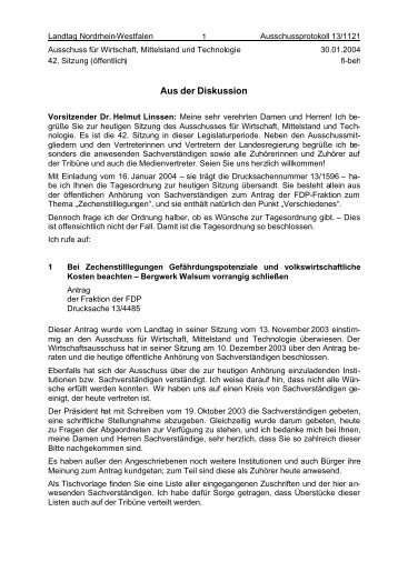 Protokoll der Anhörung - Schutzgemeinschaft Bergbau Rheinberg e.V.