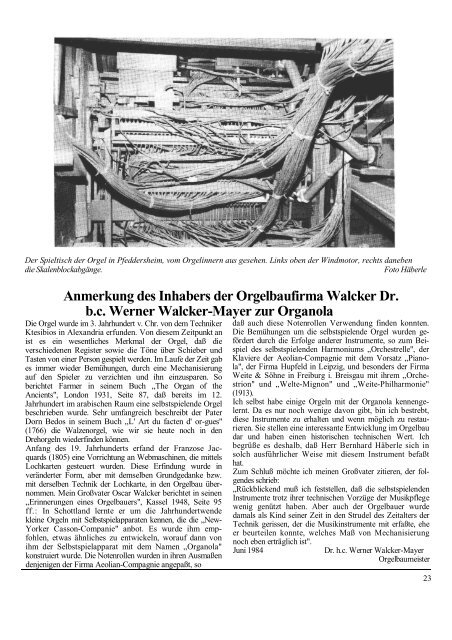 Die Organola von Walcker als ... - Walcker Orgelbau
