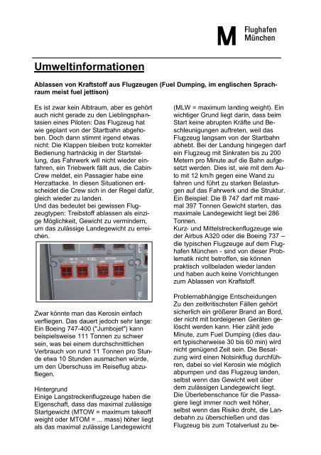 Fuel Dumping - Flughafen München