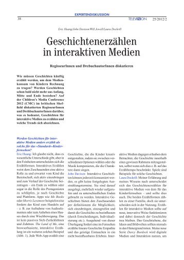 Geschichtenerzählen in interaktiven Medien - Bayerischer Rundfunk